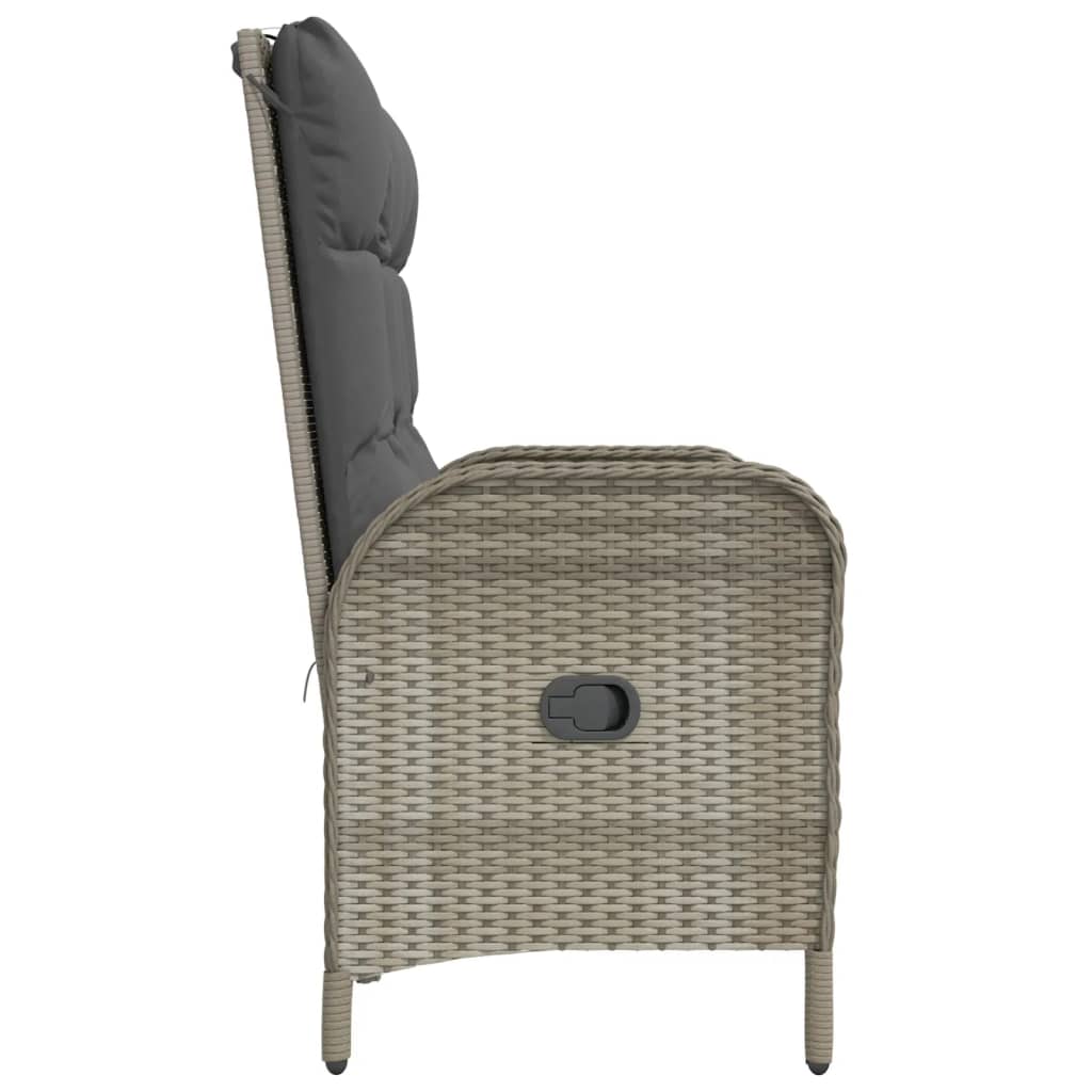 vidaXL Tuinbank verstelbaar met kussens 107 cm poly rattan grijs - Aashly