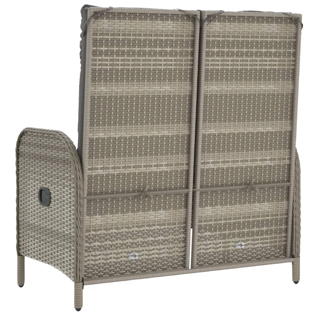 vidaXL Tuinbank verstelbaar met kussens 107 cm poly rattan grijs - Aashly