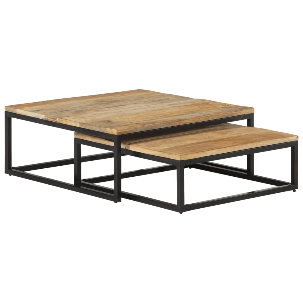 vidaXL 2-delige Salontafelset massief mangohout - Aashly