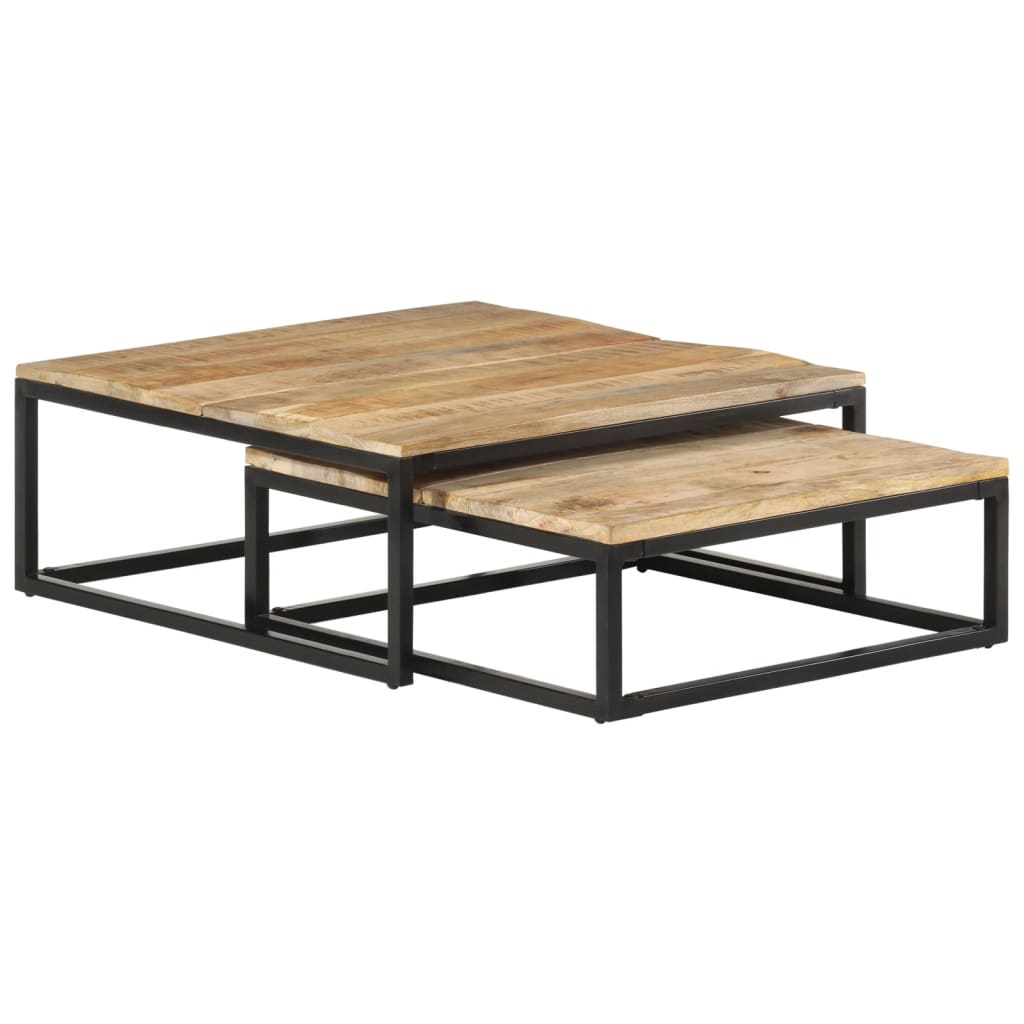 vidaXL 2-delige Salontafelset massief mangohout - Aashly