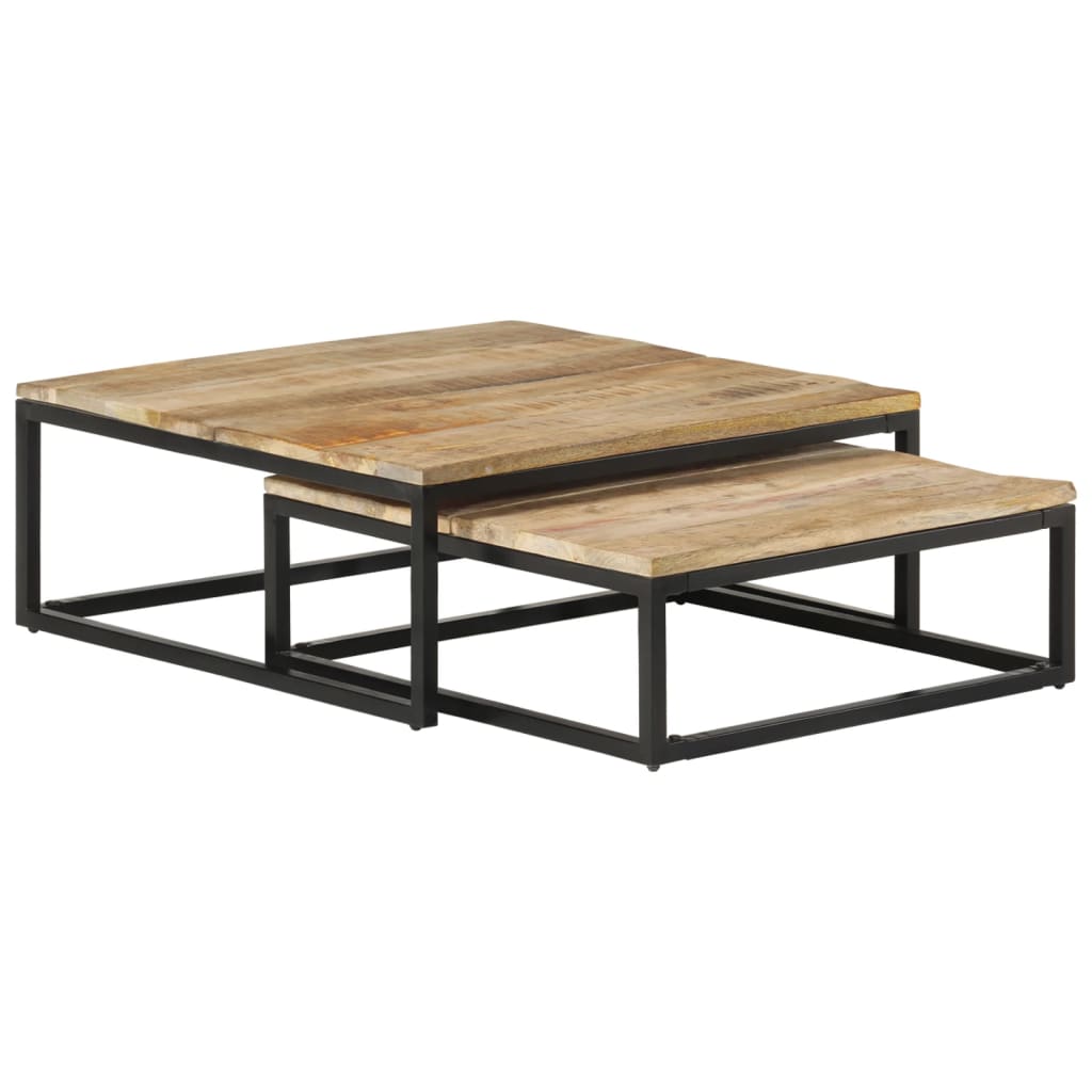vidaXL 2-delige Salontafelset massief mangohout - Aashly