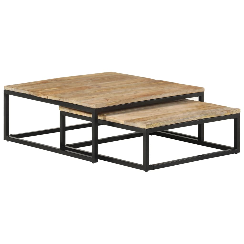 vidaXL 2-delige Salontafelset massief mangohout - Aashly