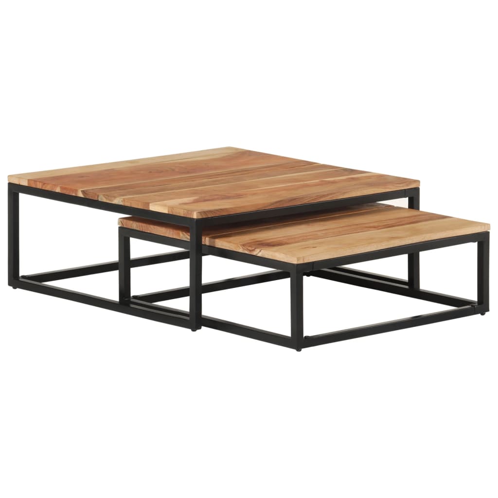 vidaXL 2-delige Salontafelset massief mangohout - Aashly