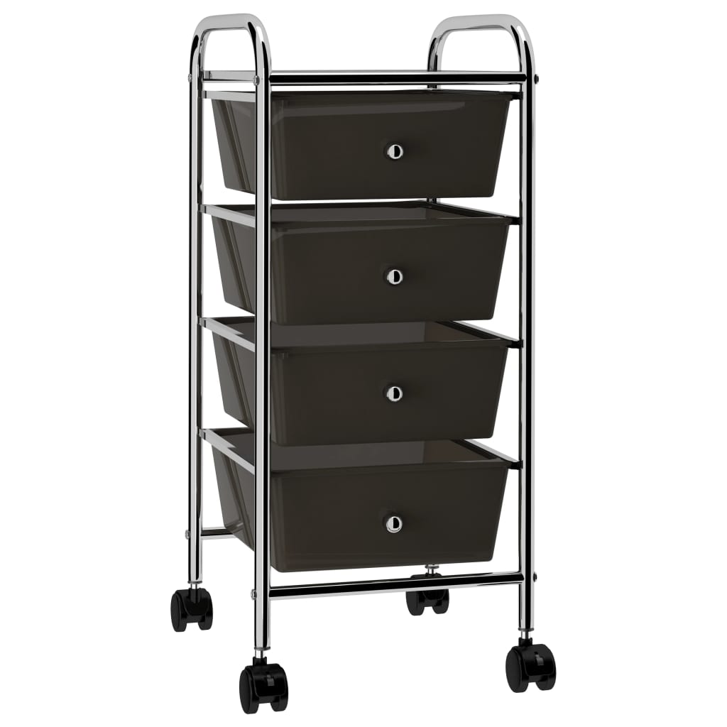 vidaXL Opbergtrolley met 10 lades mobiel kunststof zwart