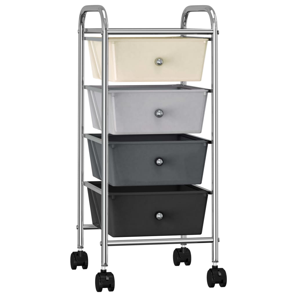vidaXL Opbergtrolley met 10 lades mobiel kunststof zwart