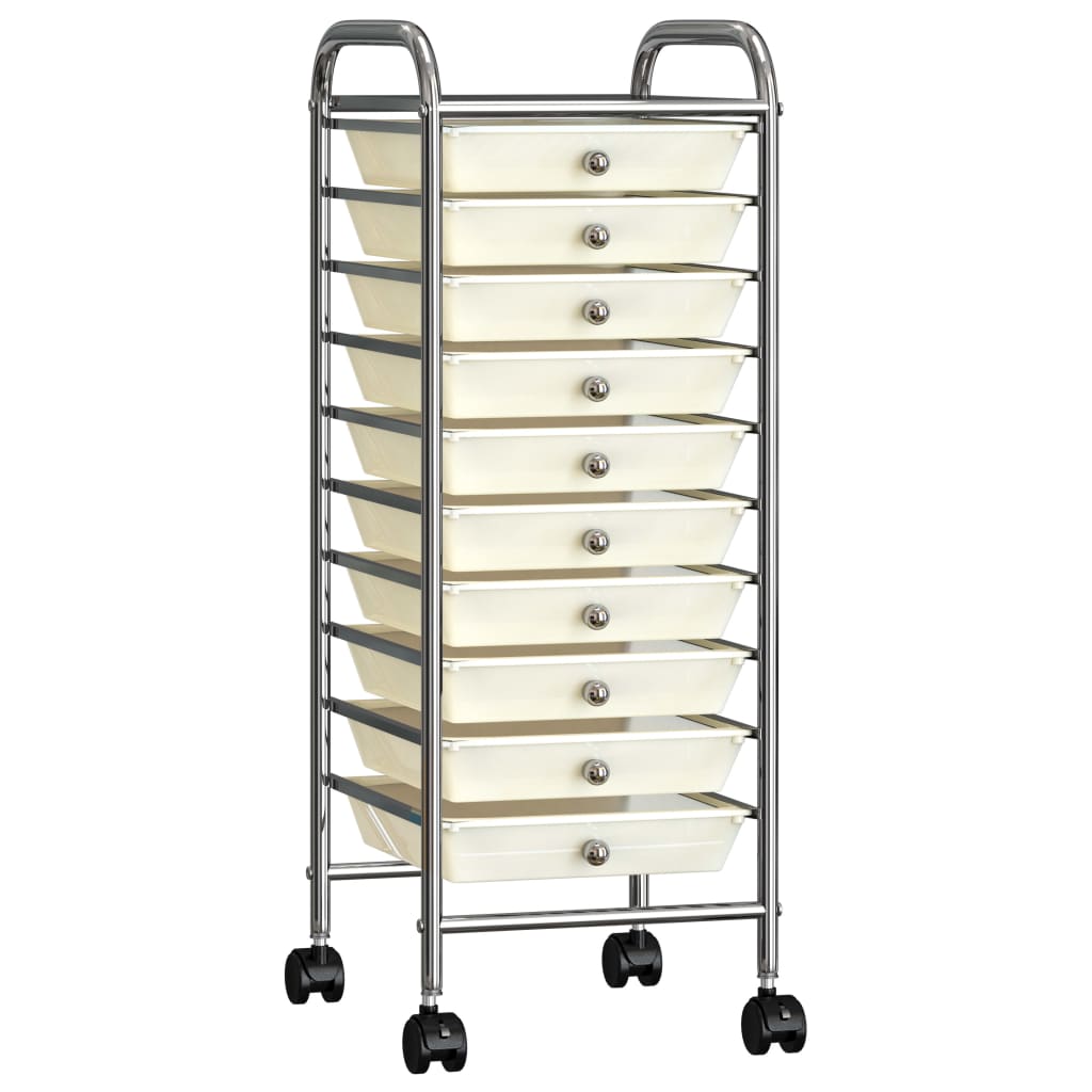 vidaXL Opbergtrolley met 10 lades mobiel kunststof zwart