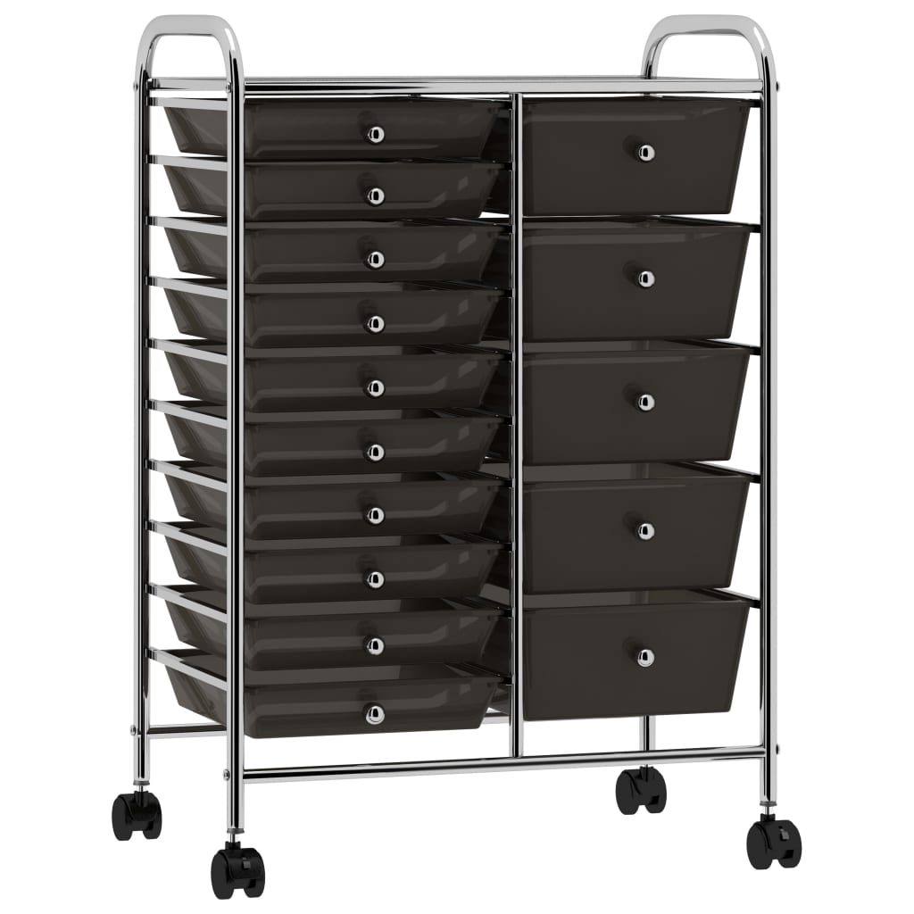 vidaXL Opbergtrolley met 10 lades mobiel kunststof zwart