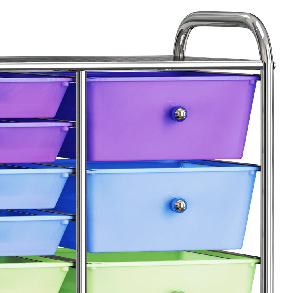 vidaXL Opbergtrolley met 10 lades mobiel kunststof zwart