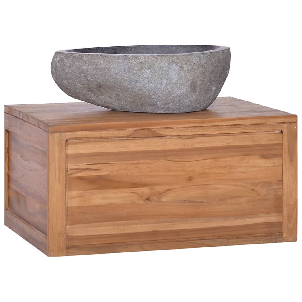 vidaXL Badkamerwandkast 110x45x30 cm massief teakhout - Aashly
