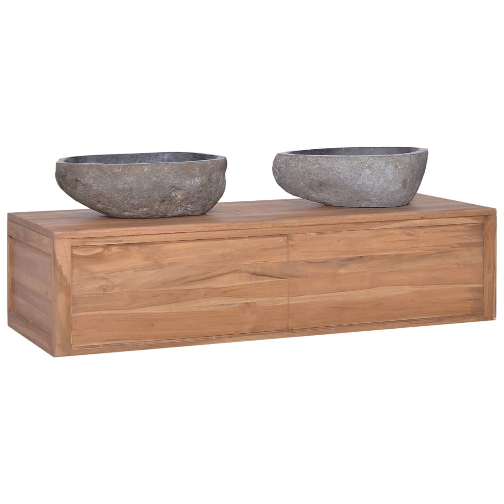 vidaXL Badkamerwandkast 110x45x30 cm massief teakhout - Aashly