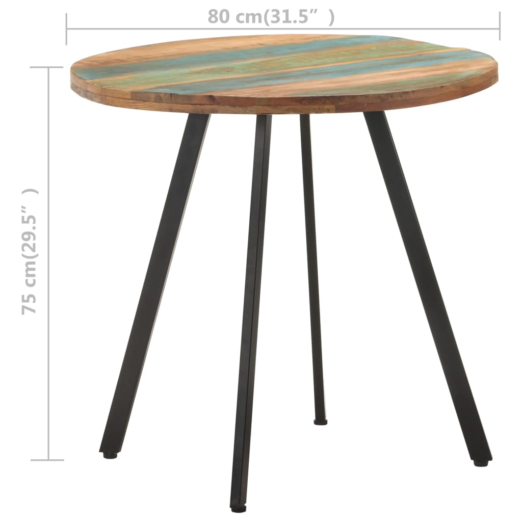 vidaXL Eettafel 80 cm massief gerecycled hout - Aashly