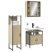 vidaXL 3-Piece Bathroom Cabinet Set, Wood, Sonoma Oak Color
