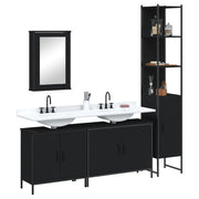 vidaXL 4-piece bathroom furniture set, machined wood, black