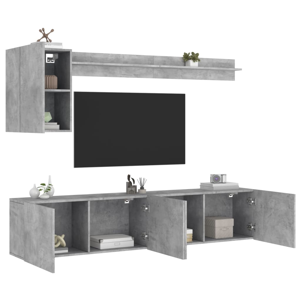 vidaXL 5-delige Tv-wandmeubelset bewerkt hout sonoma eikenkleurig - Aashly