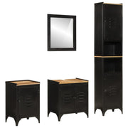 vidaXL 4-piece bathroom furniture set, iron and solid mango wood