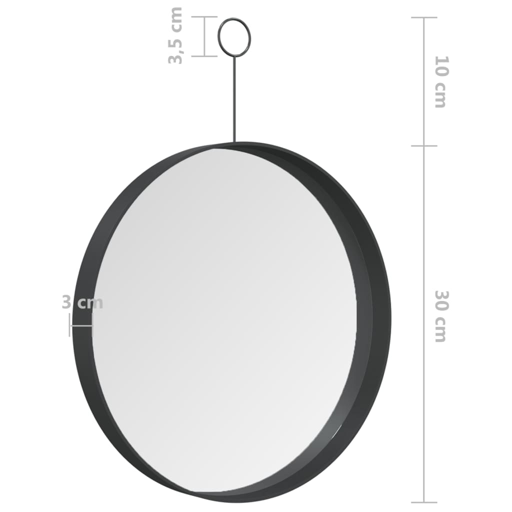 vidaXL Hangspiegel met haak 30 cm zwart