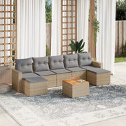 vidaXL 8-piece lounge set with cushions poly rattan beige