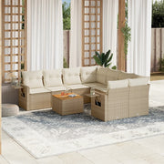 vidaXL 9-piece lounge set with cushions poly rattan beige