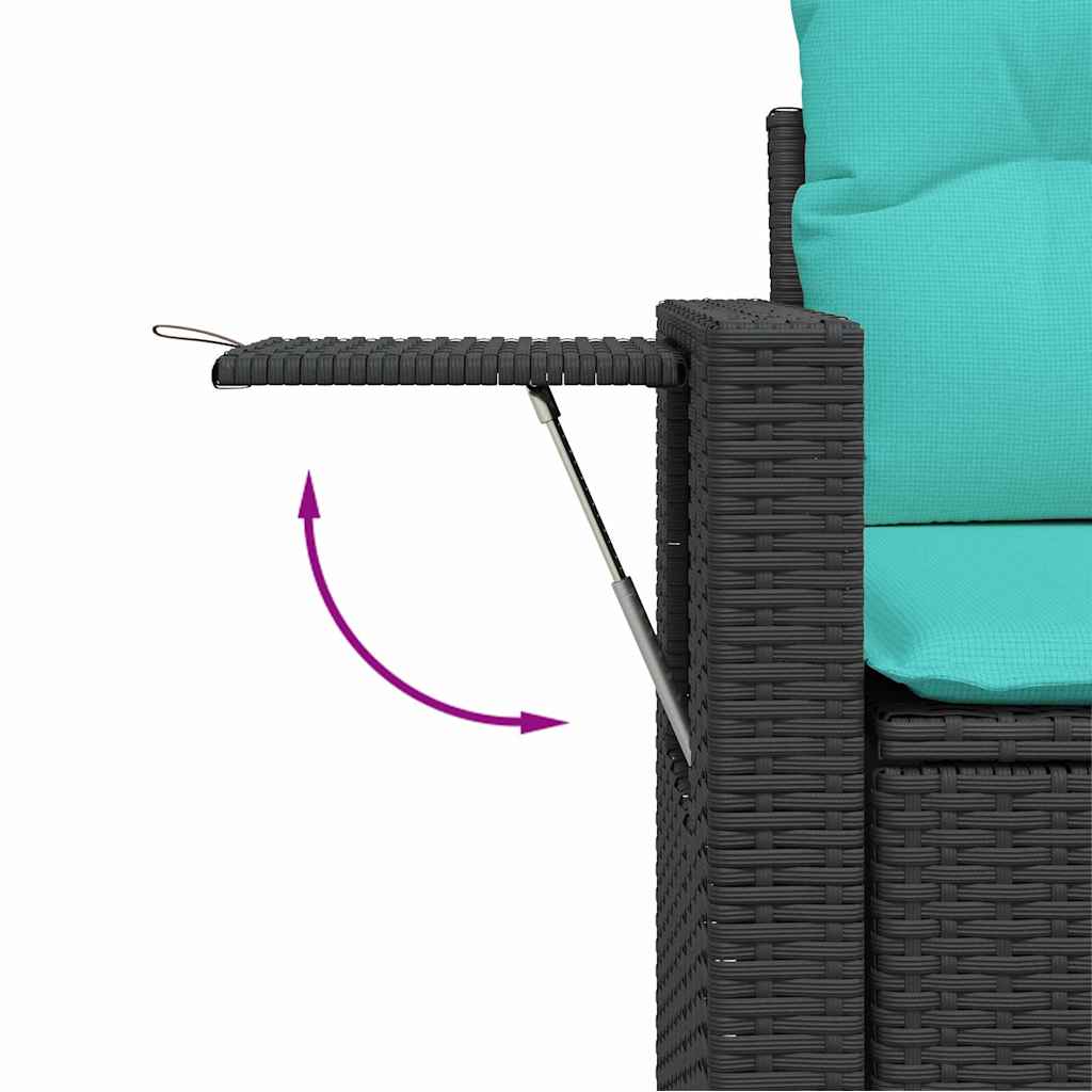 vidaXL 10-delige tuinbankset met kussens van zwart polyrotan