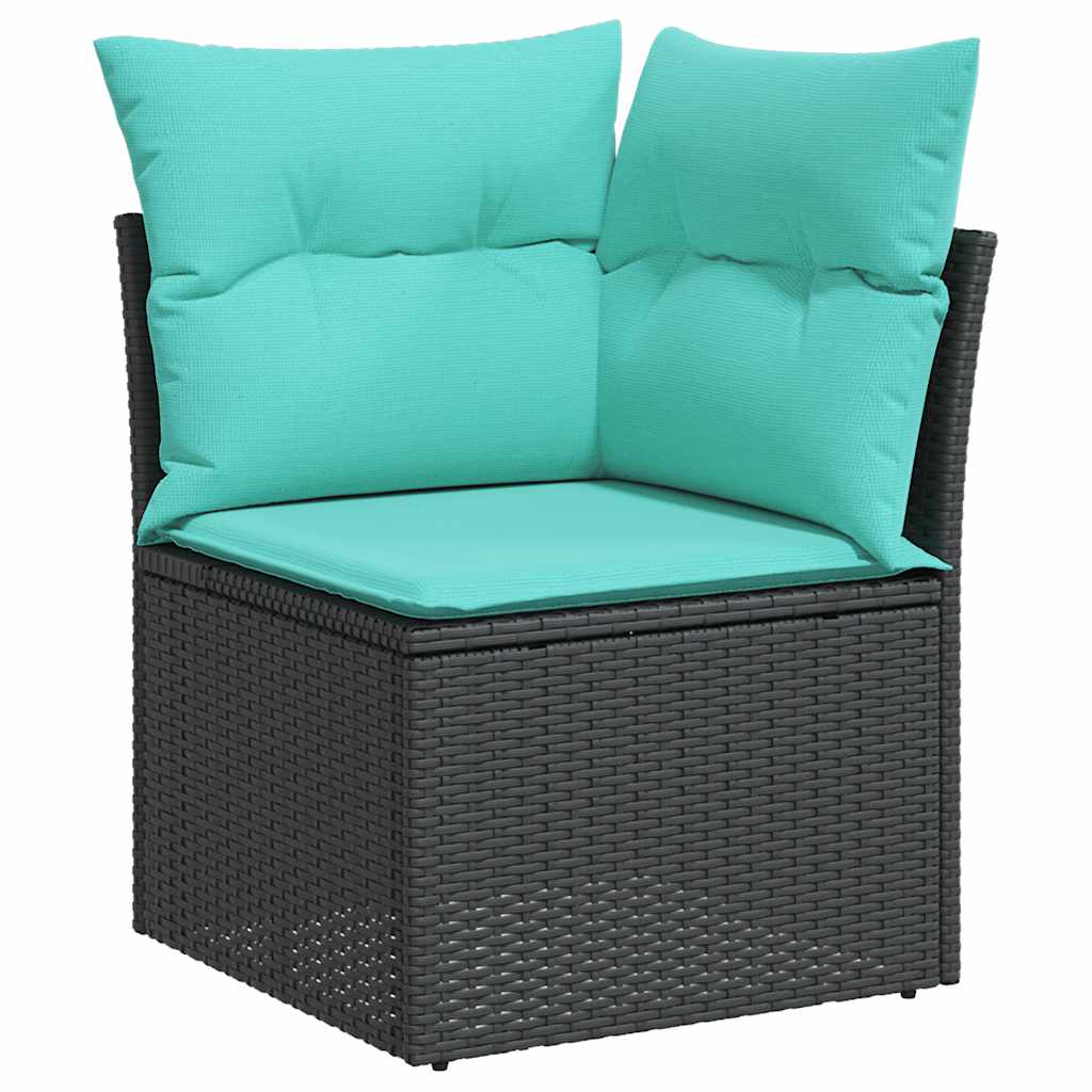 vidaXL 11-delige tuinbankset met kussens, zwart polyrotan