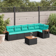vidaXL 7-Piece Lounge Set with Cushions Poly Rattan Black