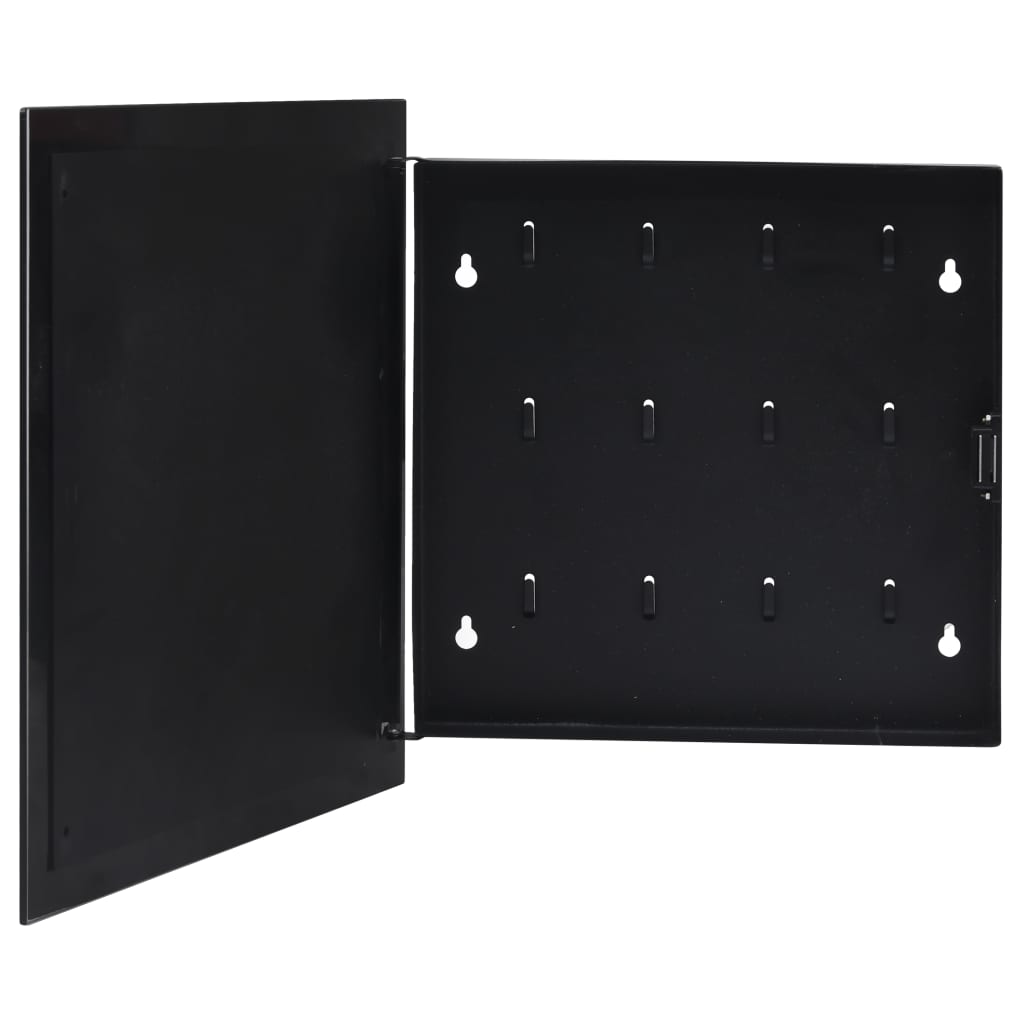 vidaXL Sleutelkast met magneetbord 30x20x4 cm zwart - Aashly