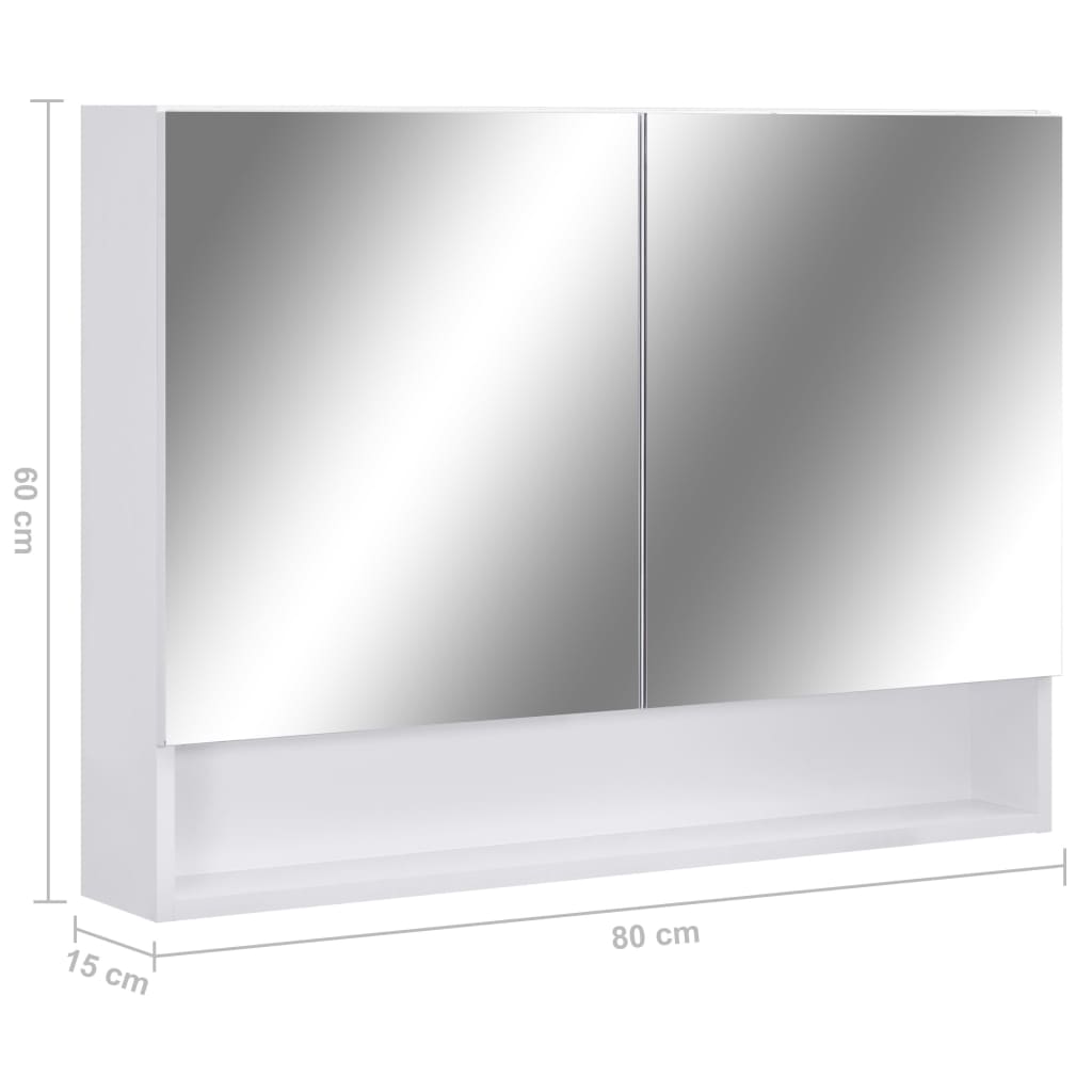 vidaXL Badkamerspiegelkast LED 80x15x60 cm MDF wit - Aashly