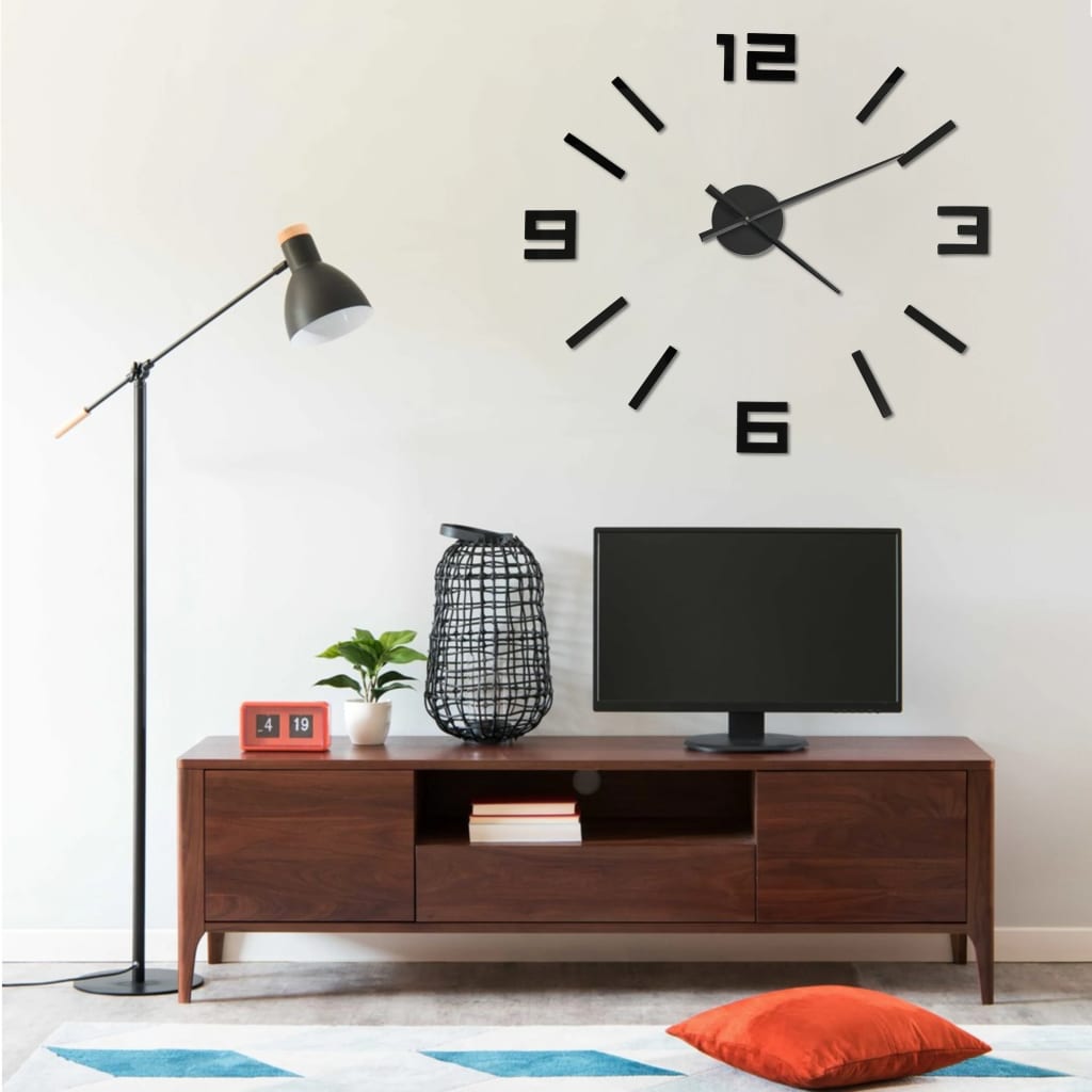 vidaXL 3D-wandklok modern XXL 100 cm zwart - Aashly