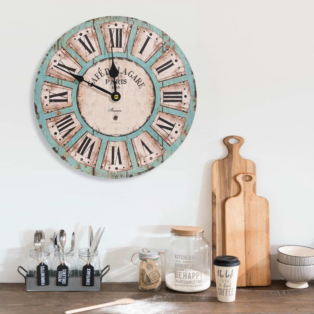 vidaXL Wandklok 60 cm MDF meerkleurig
