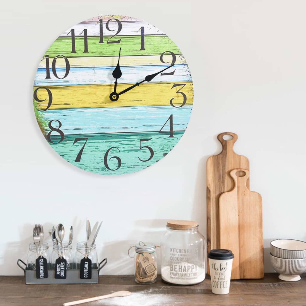 vidaXL Wandklok 60 cm MDF meerkleurig