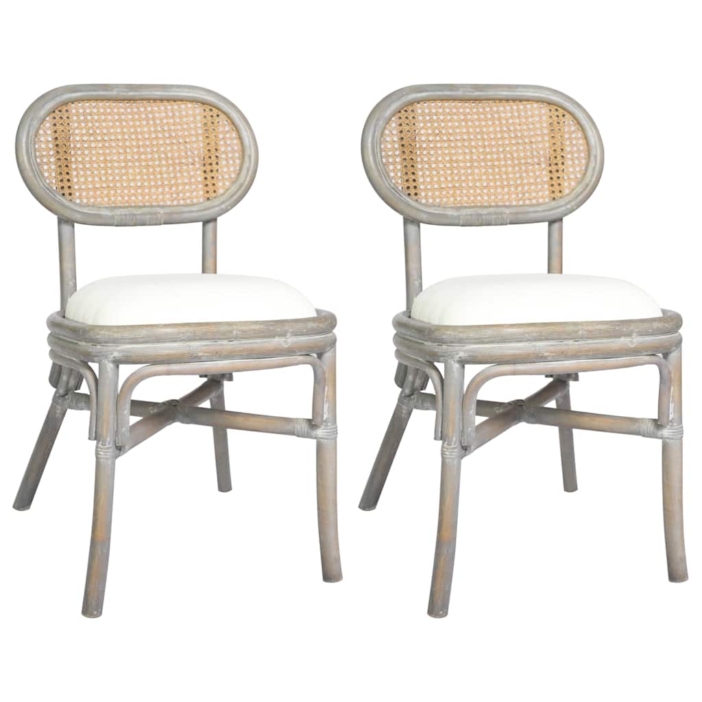 vidaXL Eetkamerstoelen 2 st linnen grijs - Aashly