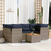 vidaXL 7-Piece Lounge Set with Cushions Poly Rattan Grey
