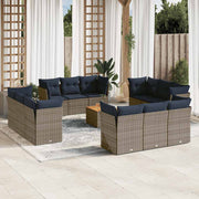 vidaXL 13-Piece Lounge Set with Cushions Poly Rattan Grey