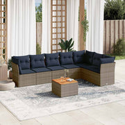vidaXL 8-Piece Lounge Set with Cushions Poly Rattan Grey