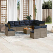 vidaXL 11-Piece Lounge Set with Cushions Poly Rattan Grey