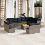 vidaXL 13-Piece Lounge Set with Cushions Poly Rattan Grey