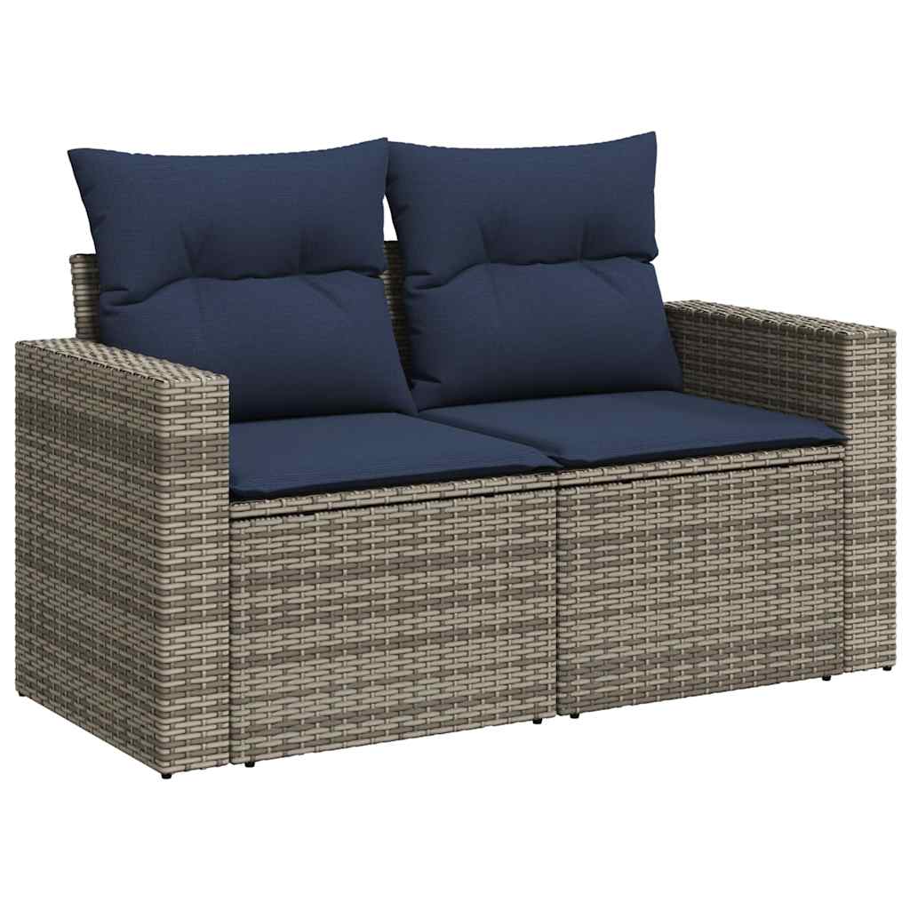 vidaXL 11-delige tuinbankset met kussens, grijs polyrotan