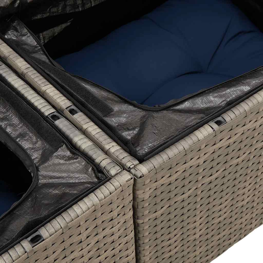 vidaXL 11-delige tuinbankset met kussens, grijs polyrotan