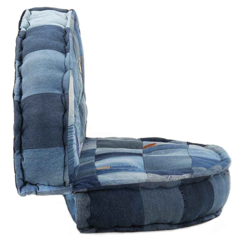 vidaXL Poef rond 100x20 cm denim patchwork