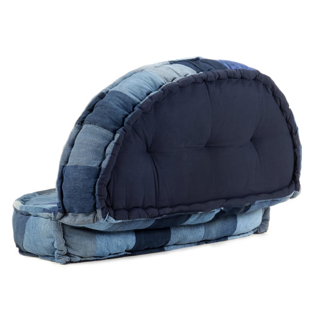 vidaXL Poef rond 100x20 cm denim patchwork