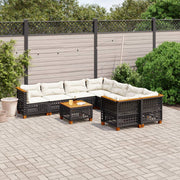 vidaXL 9-Piece Lounge Set with Cushions Poly Rattan Black