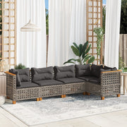 vidaXL 5-Piece Lounge Set with Cushions Poly Rattan Grey