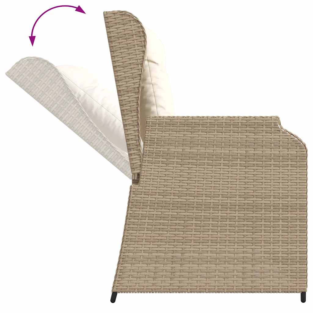 vidaXL 3-delige Loungeset met kussens poly rattan zwart
