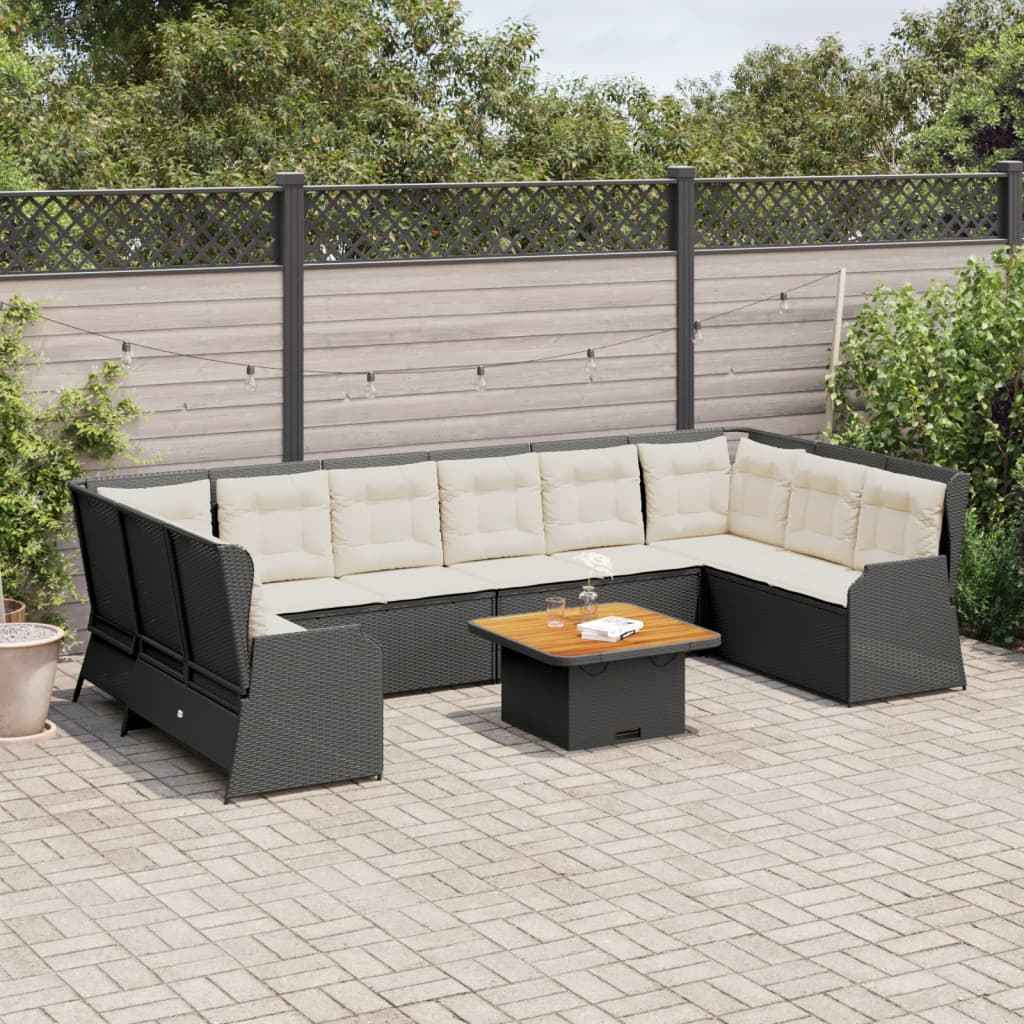 vidaXL 7-delige Loungeset met kussens poly rattan grijs