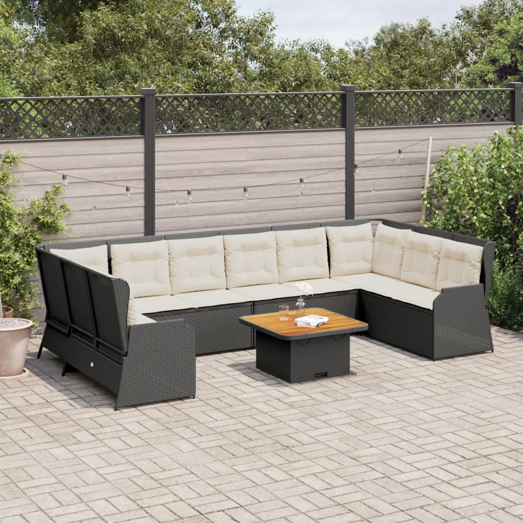 vidaXL 7-Piece Lounge Set with Cushions Poly Rattan Grey