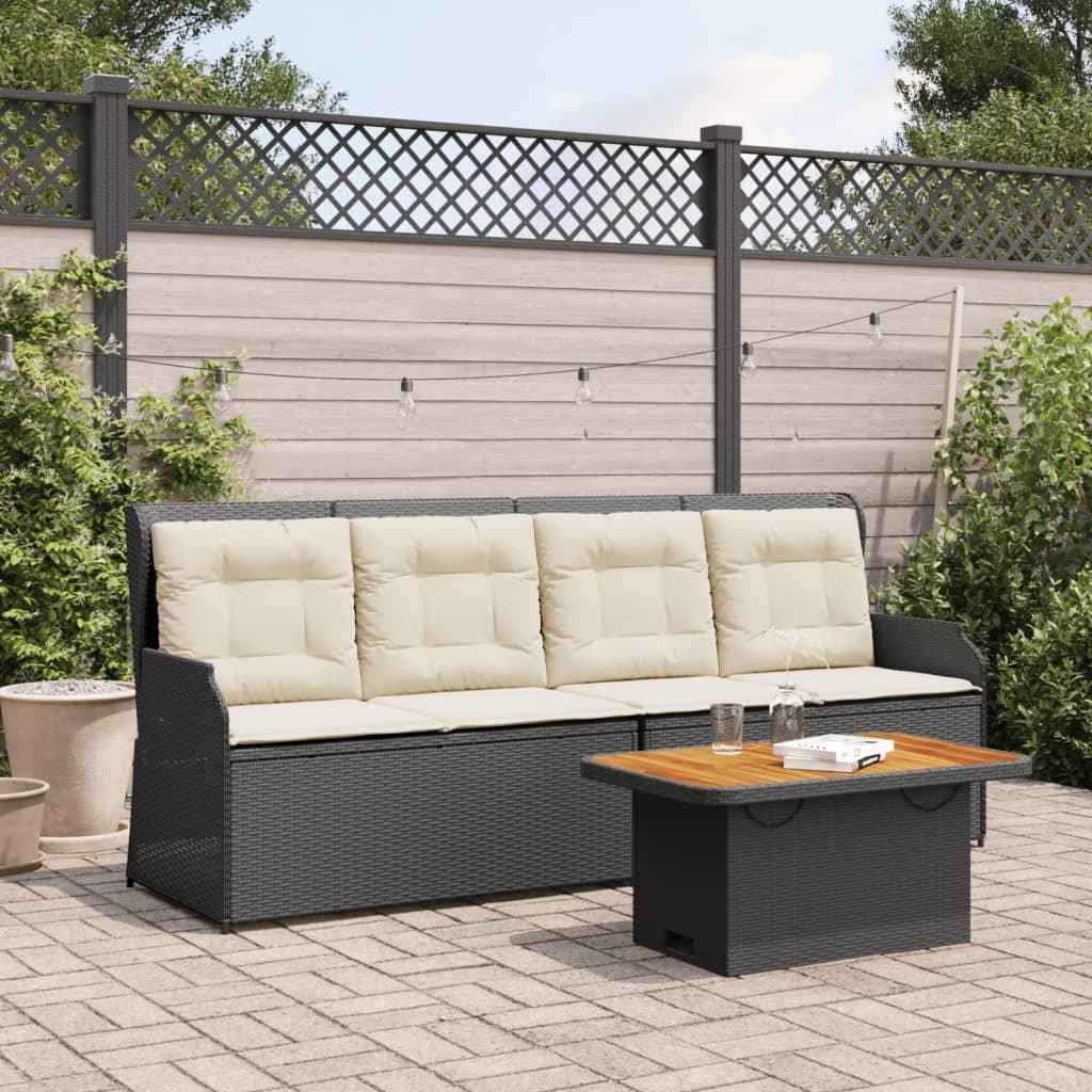 vidaXL 3-delige Loungeset met kussens poly rattan beige