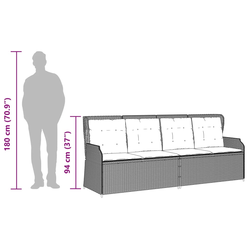 vidaXL 3-Piece Lounge Set with Cushions Poly Rattan Beige
