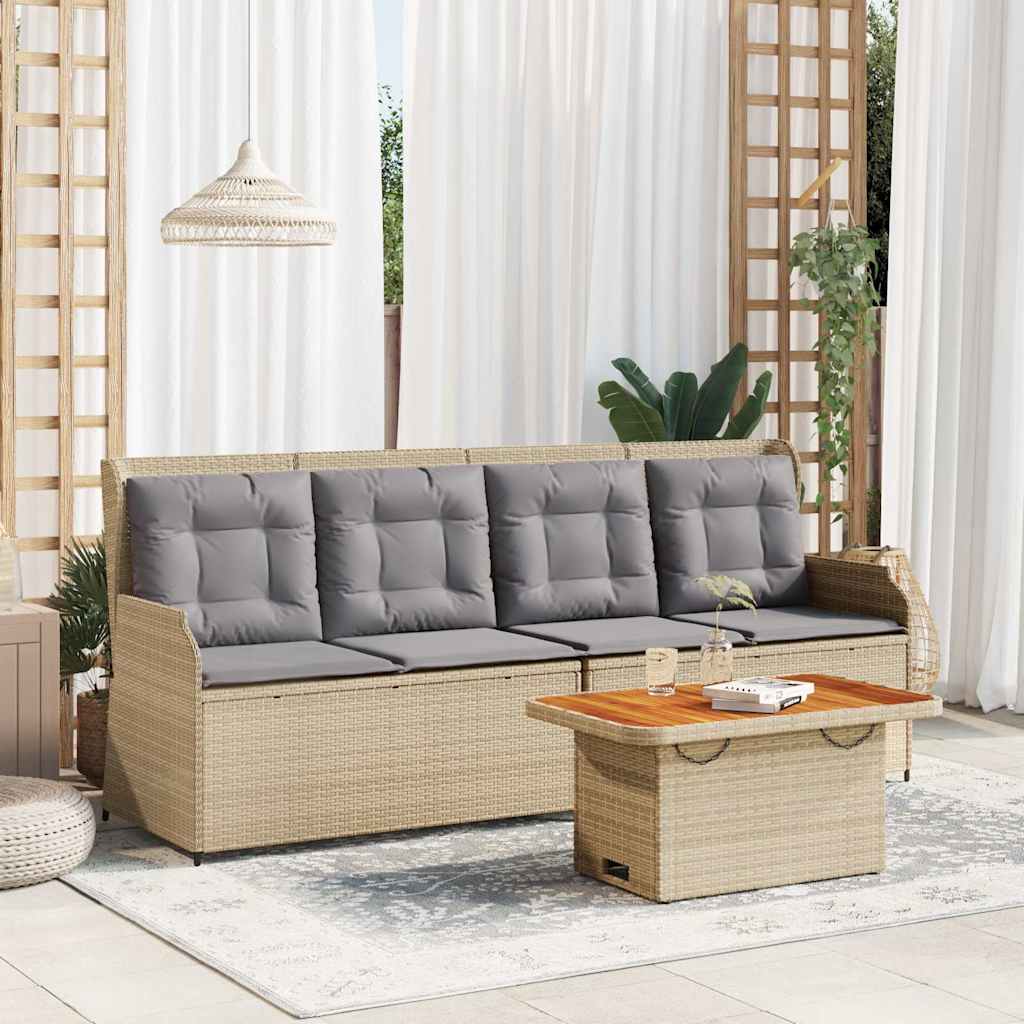 vidaXL 3-Piece Lounge Set with Cushions Poly Rattan Beige