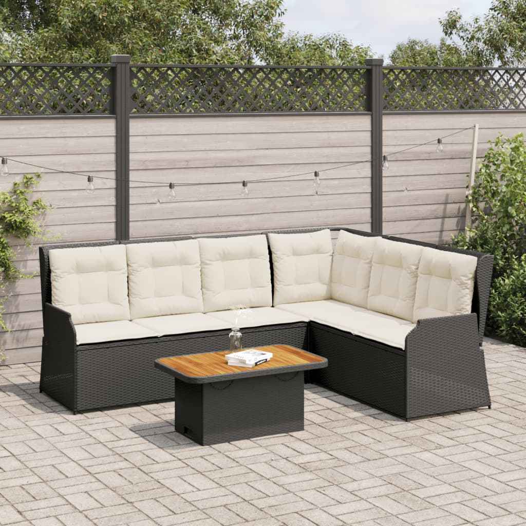 vidaXL 5-delige Loungeset met kussens poly rattan beige