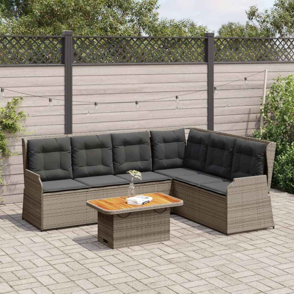 vidaXL 5-delige Loungeset met kussens poly rattan beige